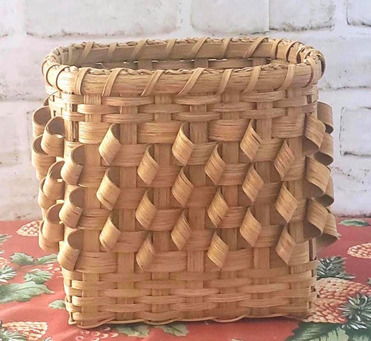 Curly Woven Basket Porcupine Wicker Vintage Natural Rattan Planter, Easter Decor