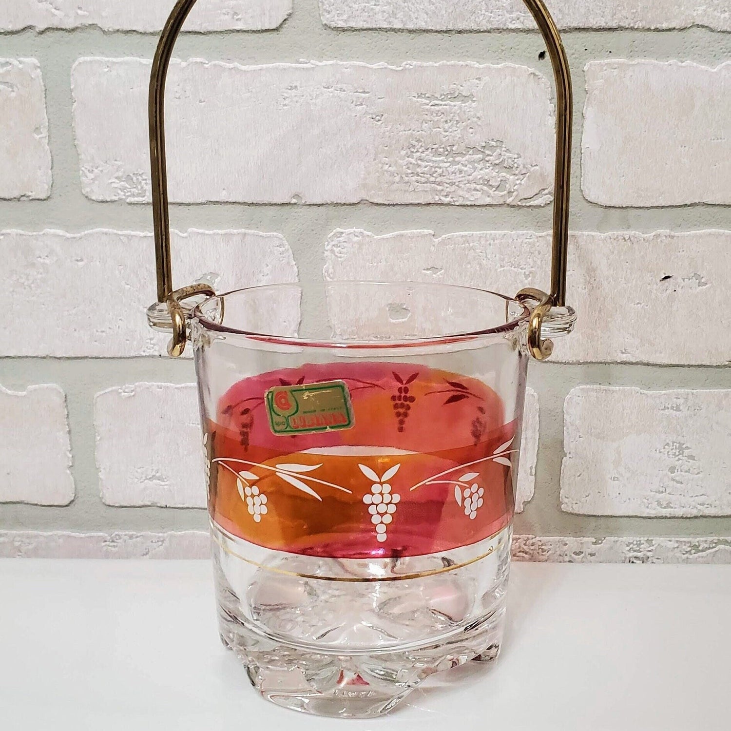 Retro Red Ice Bucket Lubiana Italy Vintage Glass Flower Vase