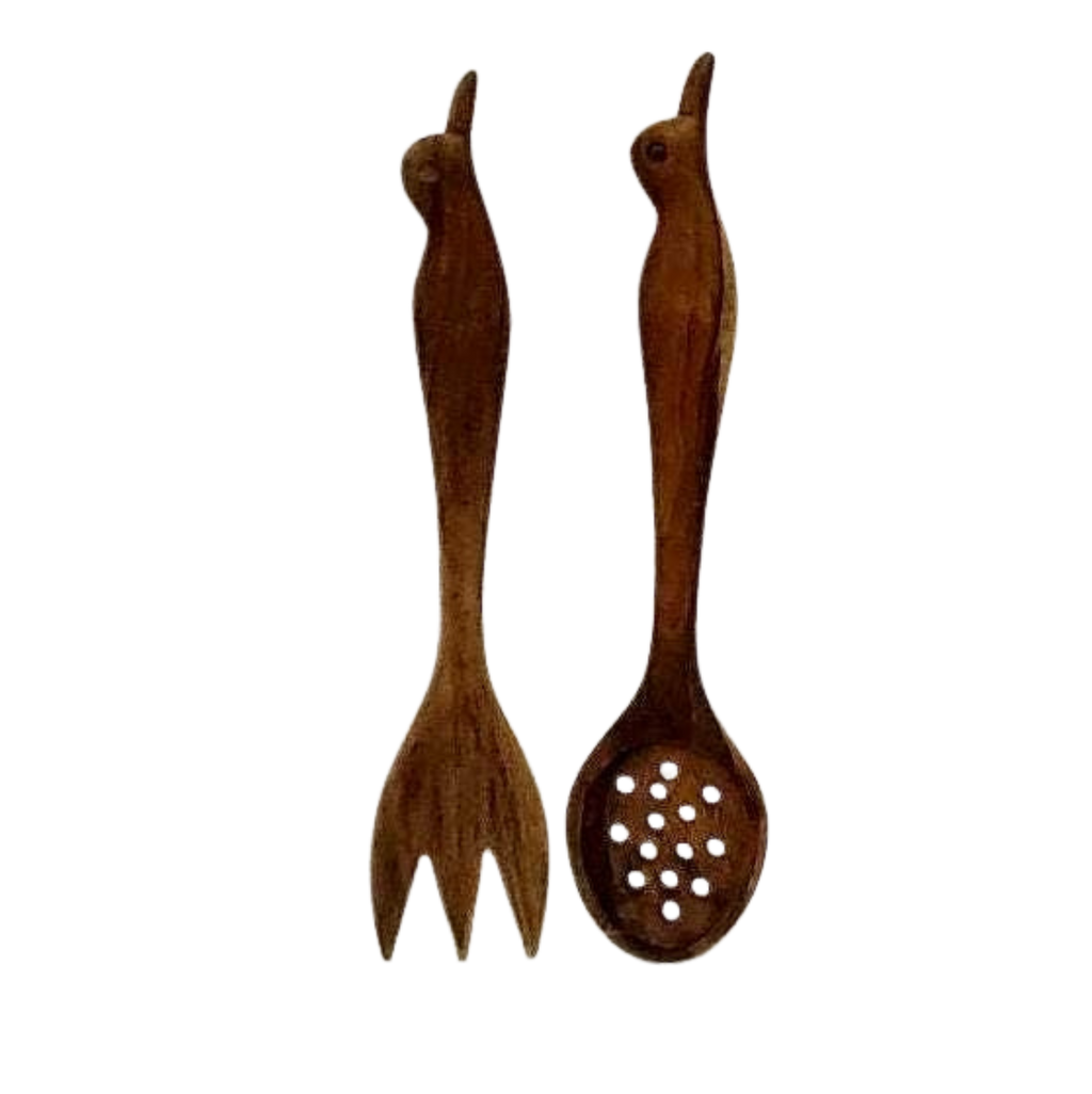 Hand Crafted Wood Serving Utensils, Folk Art Decor
