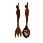 Hand Crafted Wood Serving Utensils, Folk Art Decor