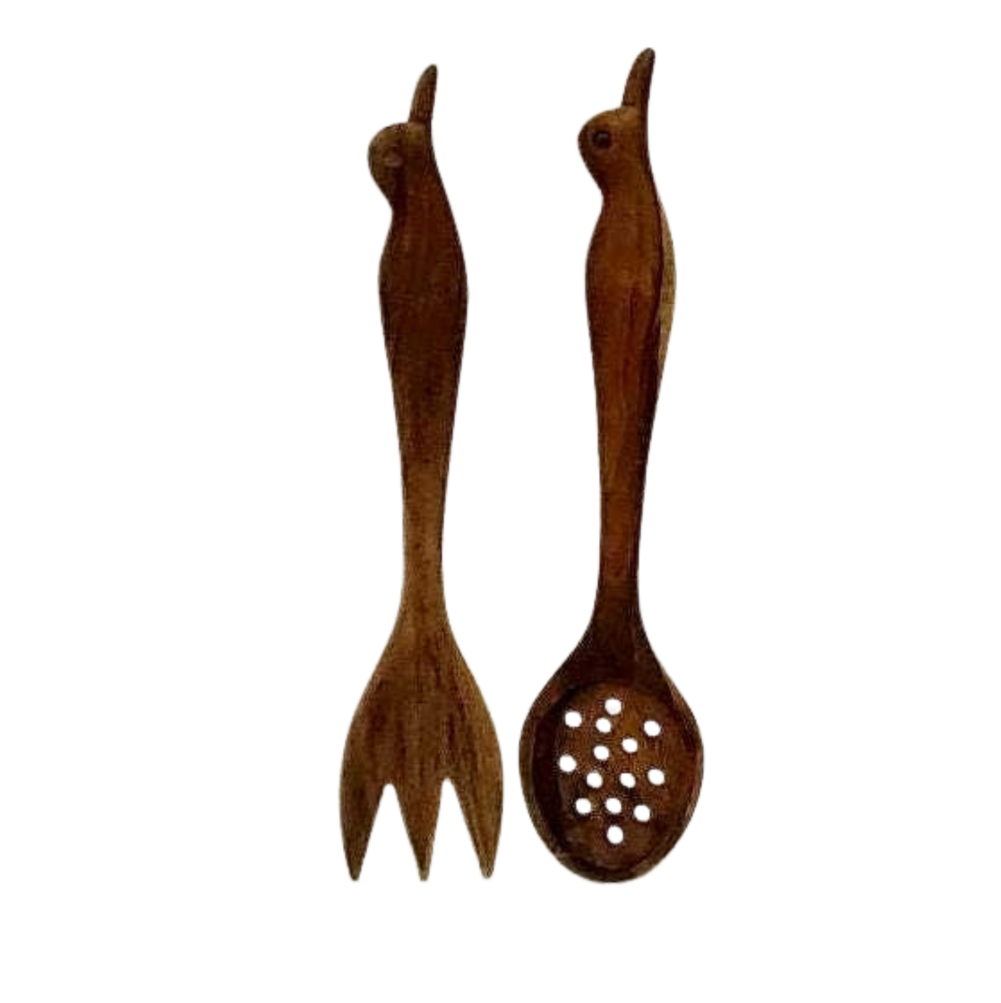 Hand Crafted Wood Serving Utensils, Folk Art Decor
