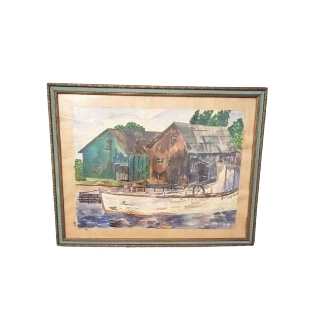 Original Nautical Watercolor Painting, Fisherman Gift