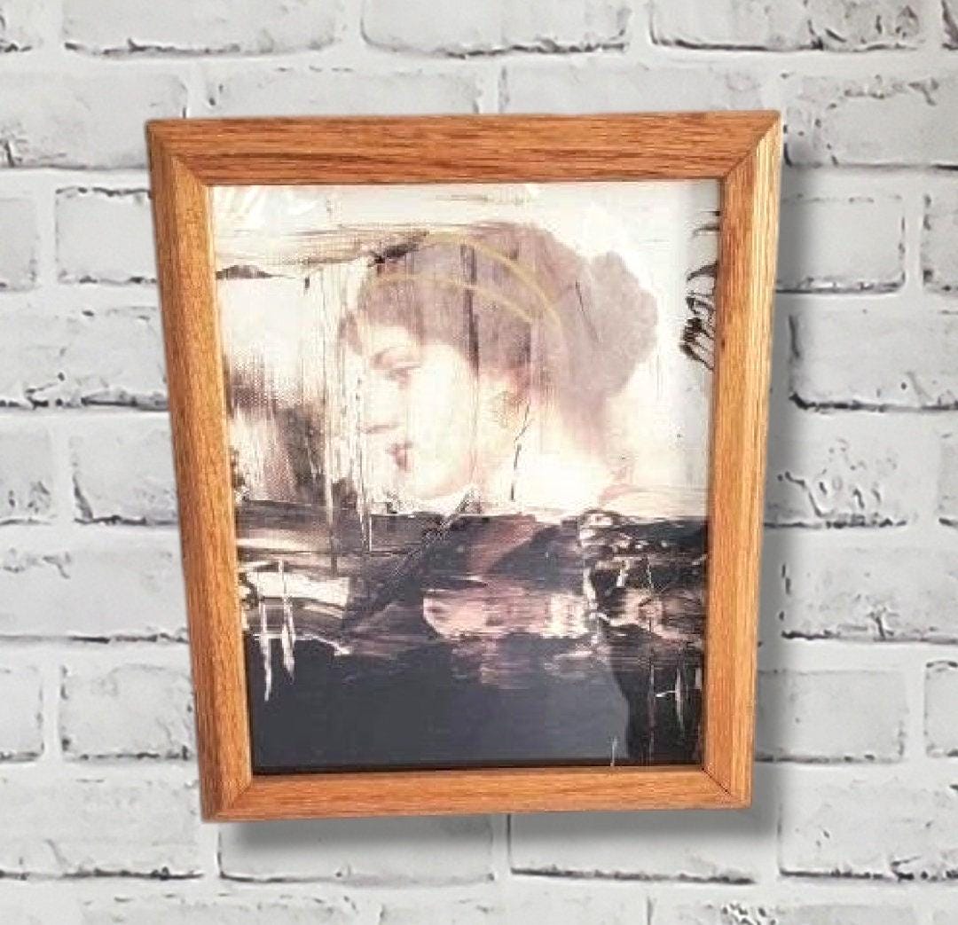 Wood Framed Collage Art, Classical Beauty Reproduction Art