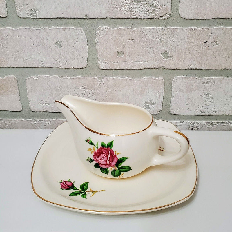 Creamer and Salad Plate Coquette "Old Rose" Paden City Dishes Set