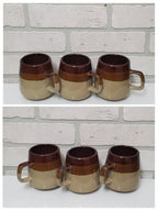 Retro Ceramic Coffee Mug Set Vintage Wood Cup Display Cabinet