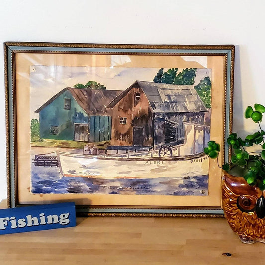 Original Nautical Watercolor Painting, Fisherman Gift