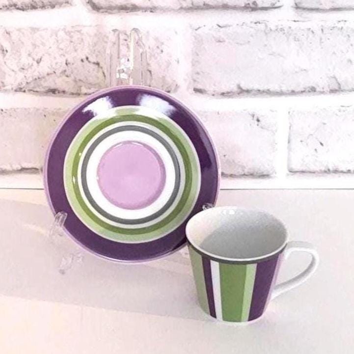Colorful Espresso Cups and Saucers, Vibrant Retro Demitasse Coffee Set