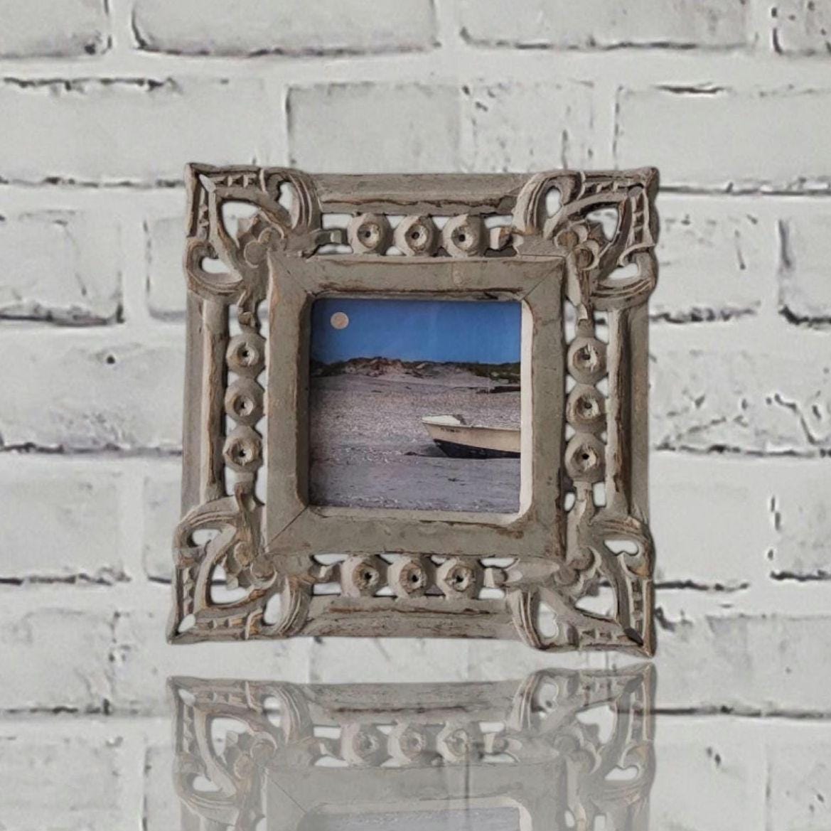 Ornate Grey Square Easel Back Baroque Resin Picture Frame