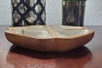 Mid Century Catchall Monkey Pod Capiz Shell Dish Vintage Dvided Wood Bowl