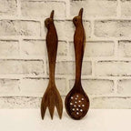 Hand Crafted Wood Serving Utensils, Folk Art Decor