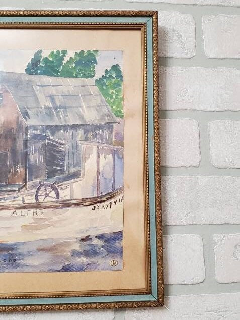 Original Nautical Watercolor Painting, Fisherman Gift