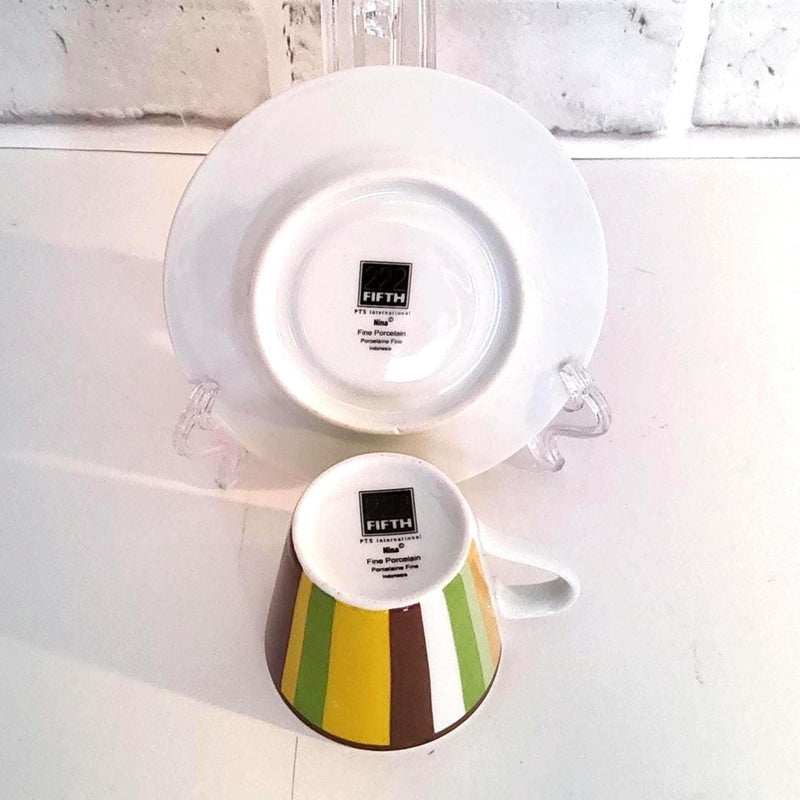 Colorful Espresso Cups and Saucers, Vibrant Retro Demitasse Coffee Set