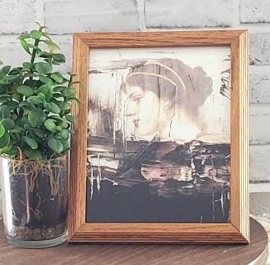 Wood Framed Collage Art, Classical Beauty Reproduction Art