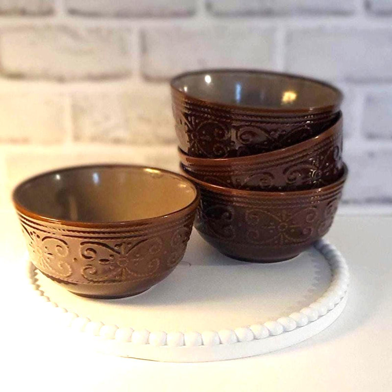 Salia Soup Cereal Bowl Embossed Stoneware Set by Elama