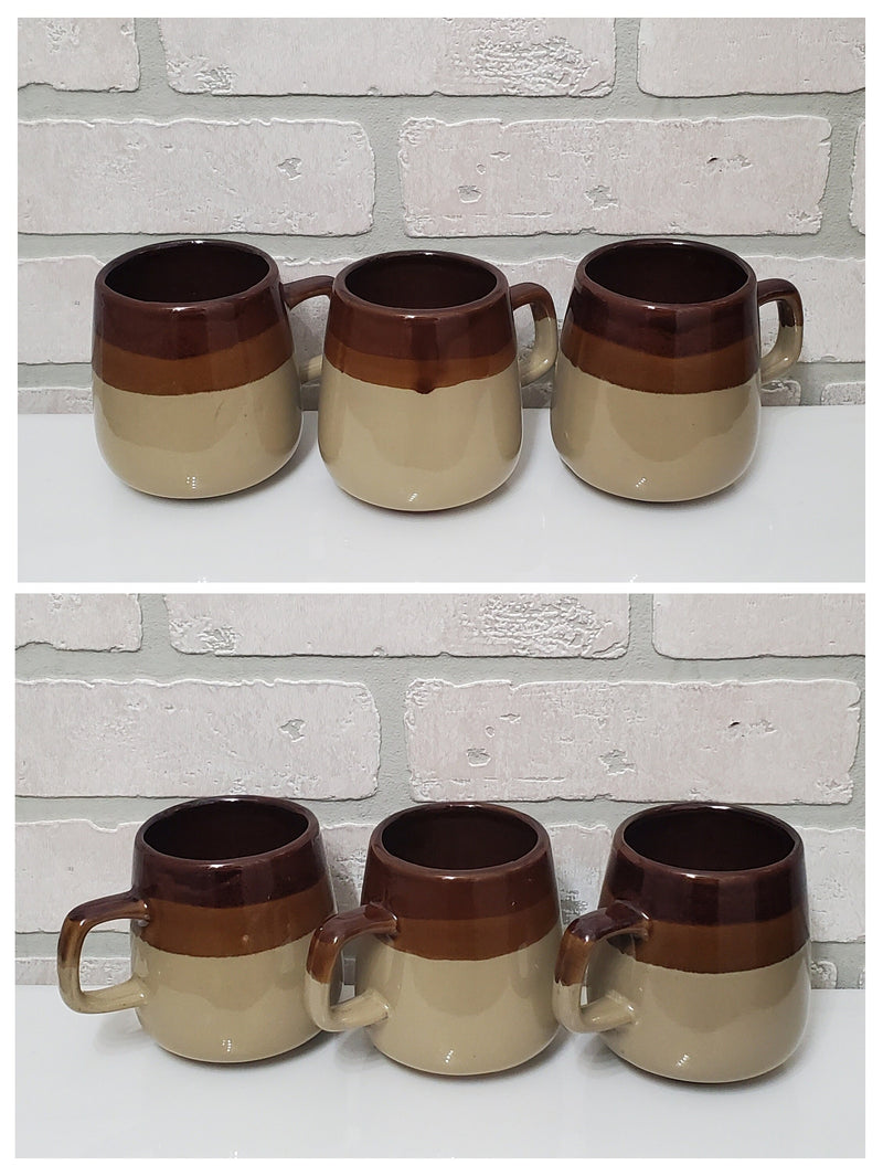 Retro Ceramic Coffee Mug Set Vintage Wood Cup Display Cabinet