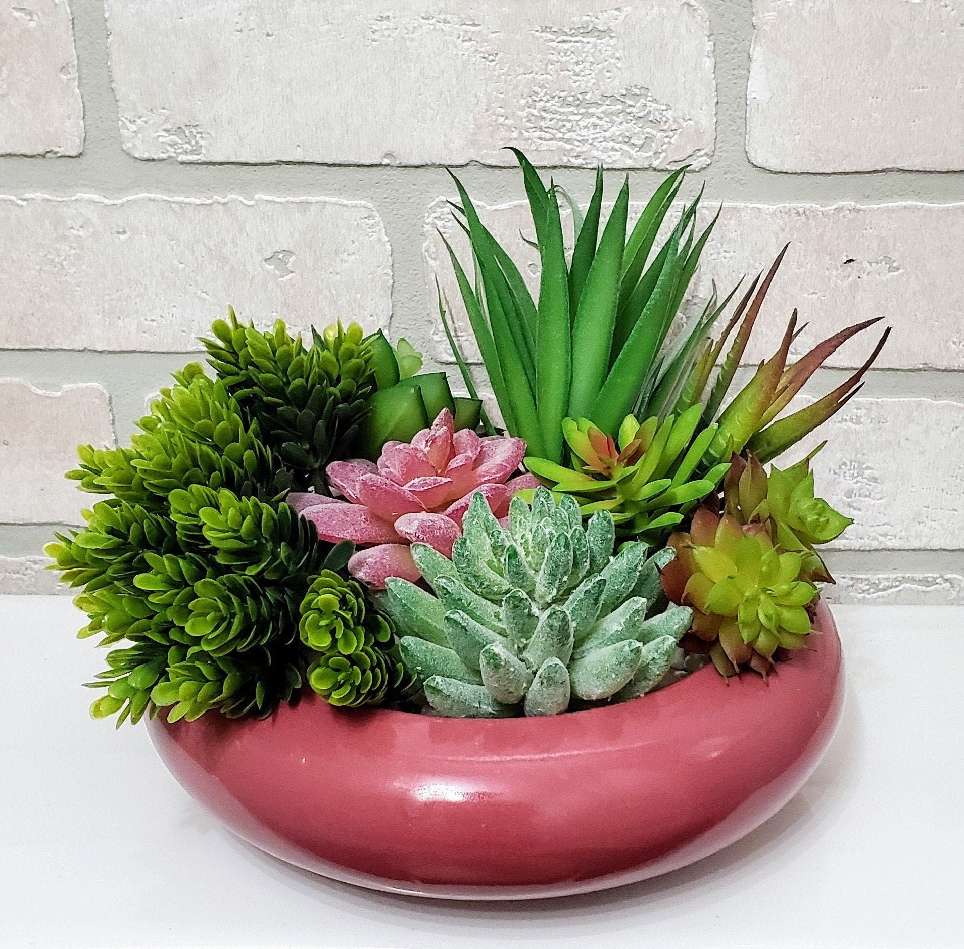 Succulent Bulb Planter Round Mauve Trinket Dish Catchall Tray