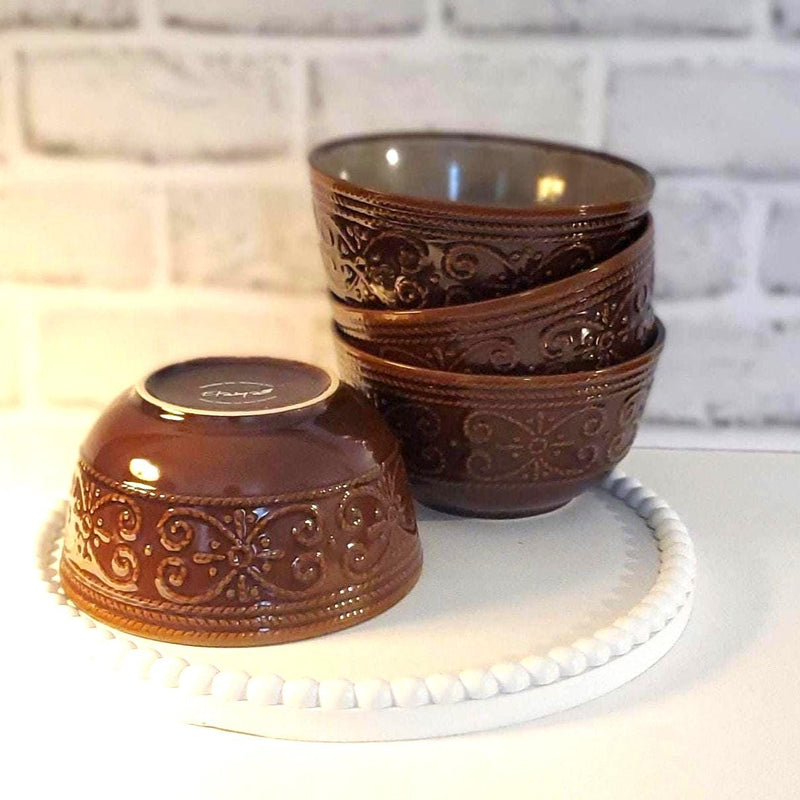 Salia Soup Cereal Bowl Embossed Stoneware Set by Elama