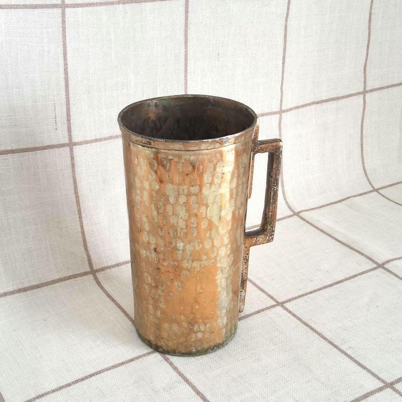 Vintage Copper Turkish Mug, Unique Metal Tankard Vase