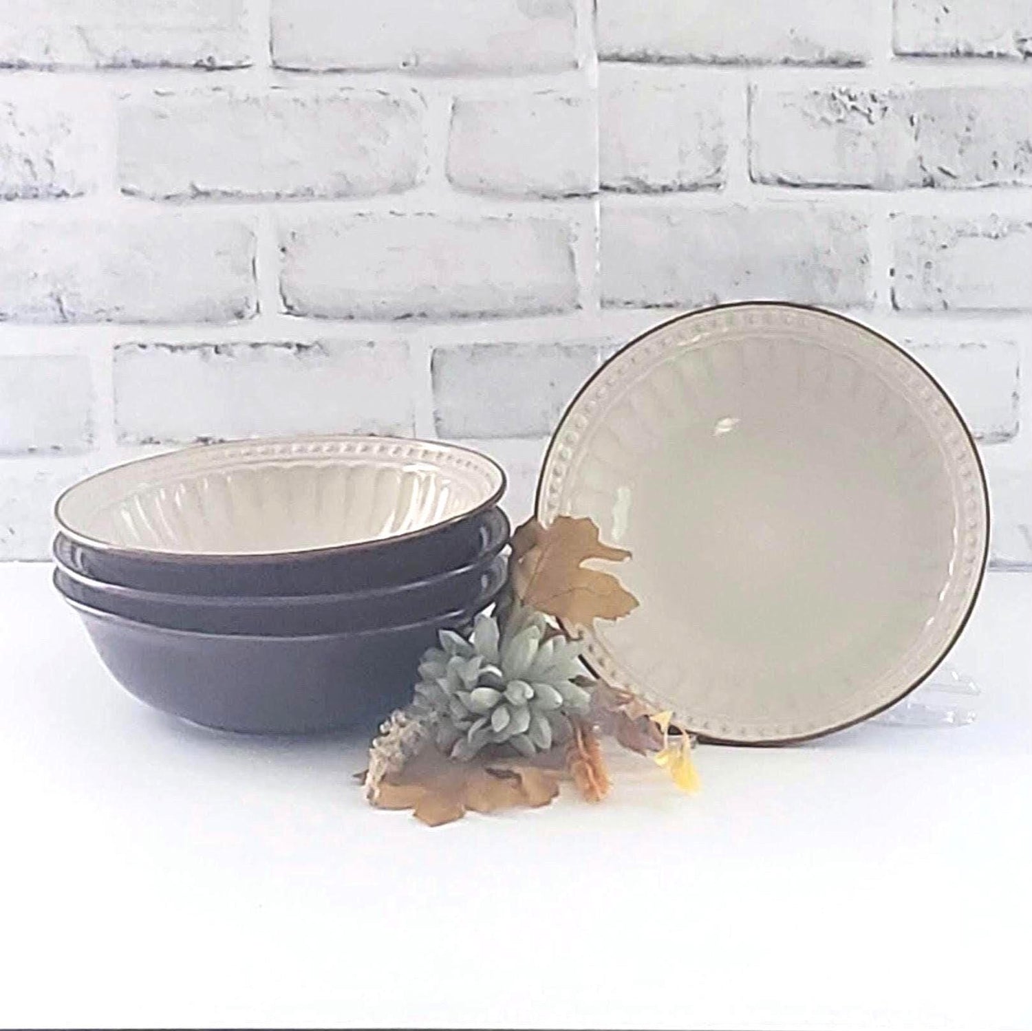 Timeless Dinnerware Gibson Designs Vintage Brown Soup Cereal Bowls