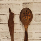 Hand Crafted Wood Serving Utensils, Folk Art Decor