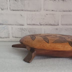 Carved Turtle Trinket Box with Lid Tortoise Wood Sculpture