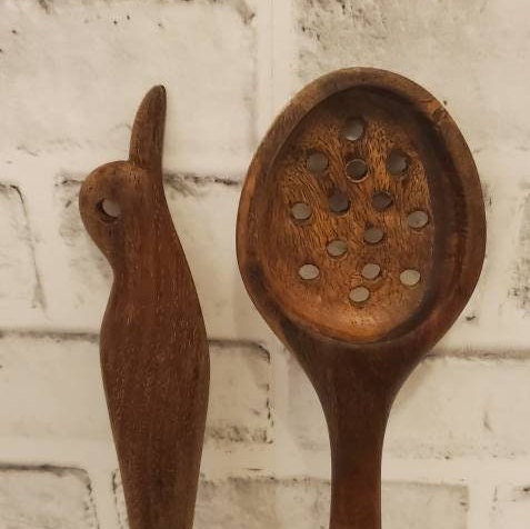 Hand Crafted Wood Serving Utensils, Folk Art Decor