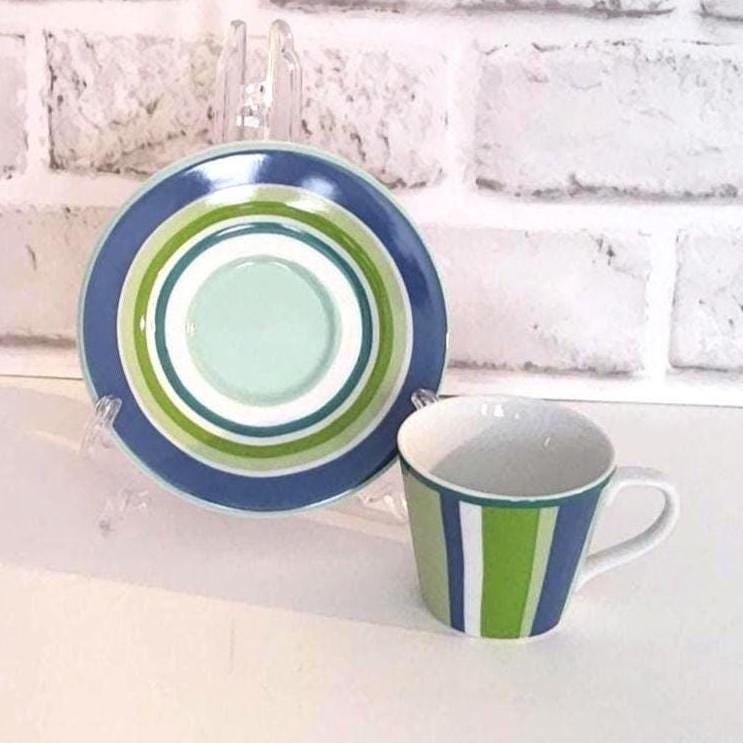 Colorful Espresso Cups and Saucers, Vibrant Retro Demitasse Coffee Set
