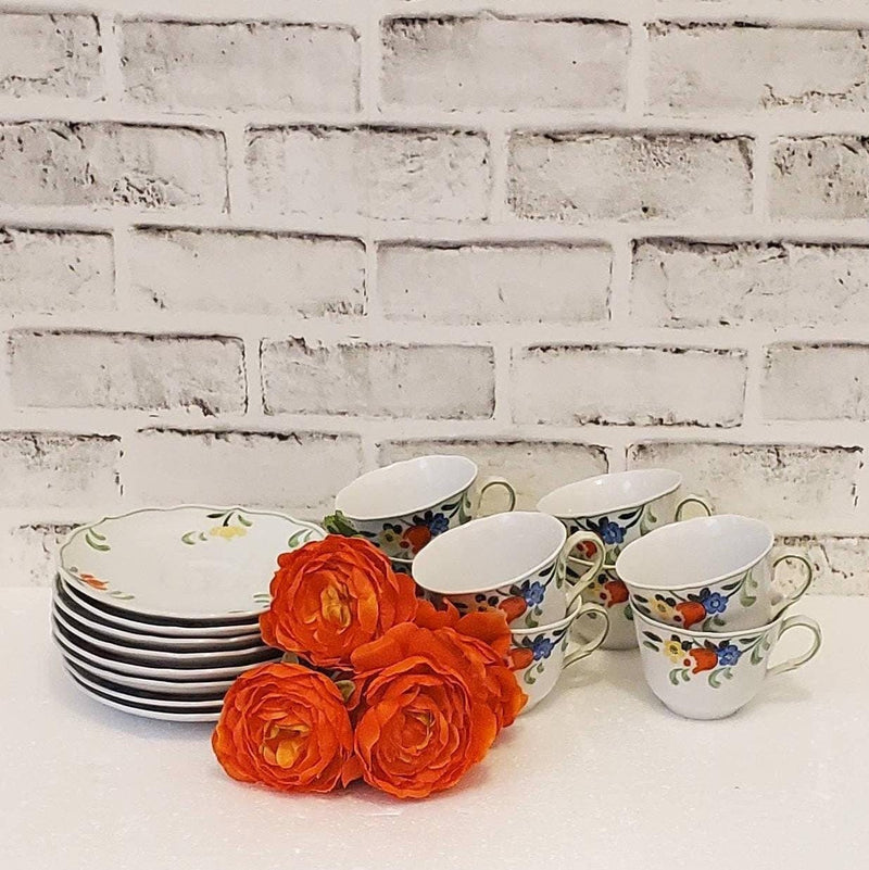 Vintage Taste Setter Dinnerware Tuliptime Collection Floral Cups and Saucers Set