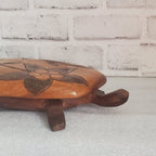 Carved Turtle Trinket Box with Lid Tortoise Wood Sculpture
