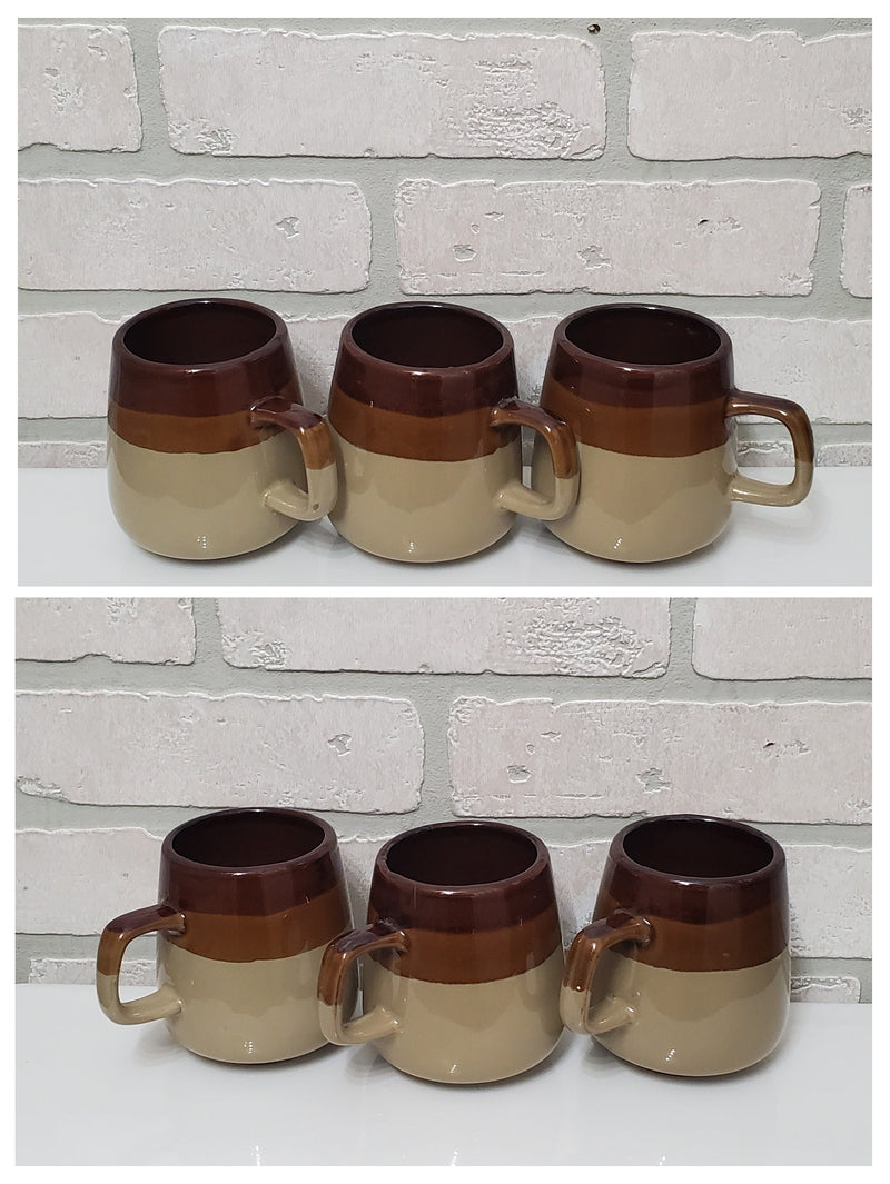 Retro Ceramic Coffee Mug Set Vintage Wood Cup Display Cabinet