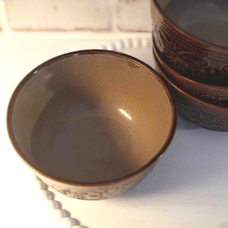 Salia Soup Cereal Bowl Embossed Stoneware Set by Elama