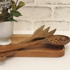 Hand Crafted Wood Serving Utensils, Folk Art Decor