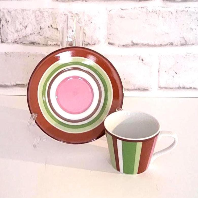 Colorful Espresso Cups and Saucers, Vibrant Retro Demitasse Coffee Set