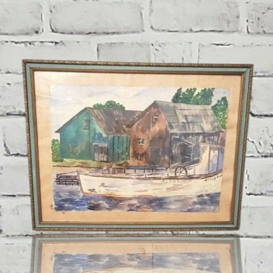 Original Nautical Watercolor Painting, Fisherman Gift