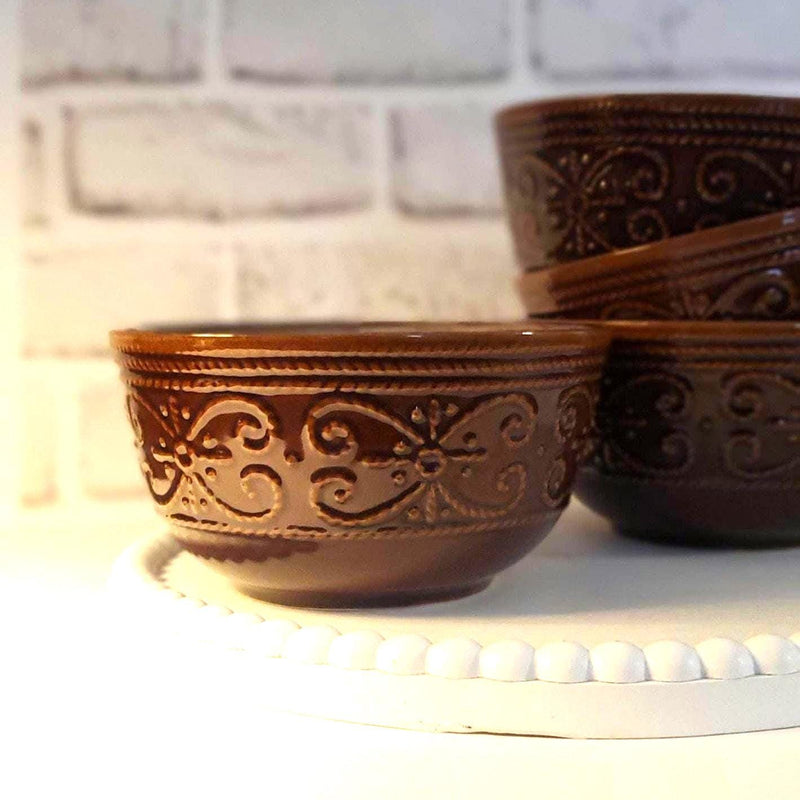 Salia Soup Cereal Bowl Embossed Stoneware Set by Elama