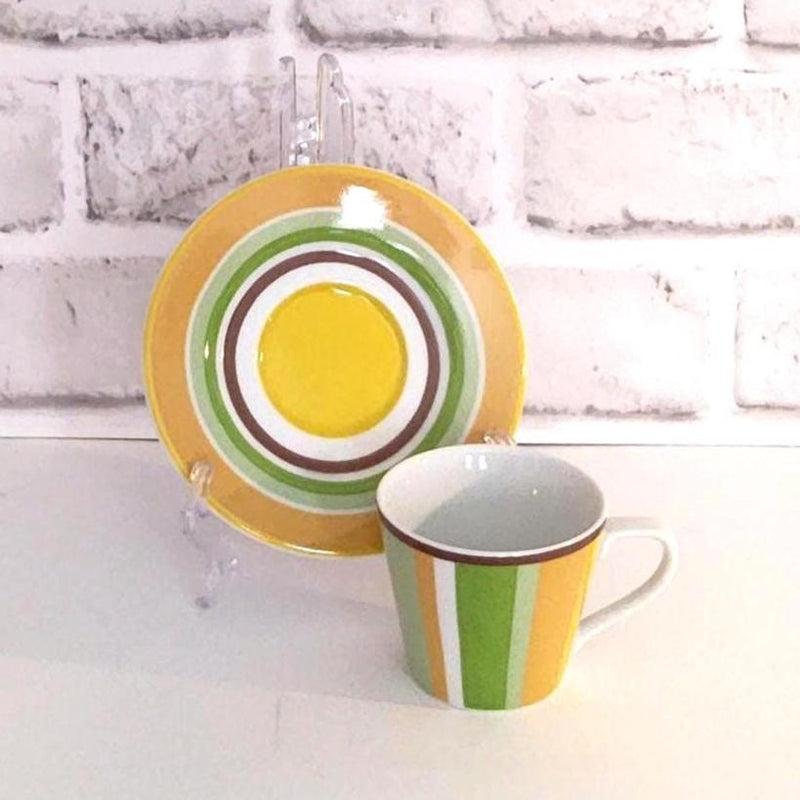Colorful Espresso Cups and Saucers, Vibrant Retro Demitasse Coffee Set