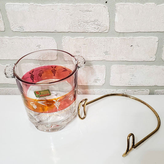 Retro Red Ice Bucket Lubiana Italy Vintage Glass Flower Vase