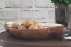 Mid Century Trinket Dish Monkey Pod Capiz Shell Vintage Divided Wood Bowl