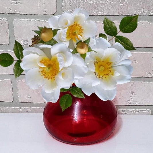 Round Berry Rosie Posie Glass Vase Colored Flower Valentine Bouquet Holder