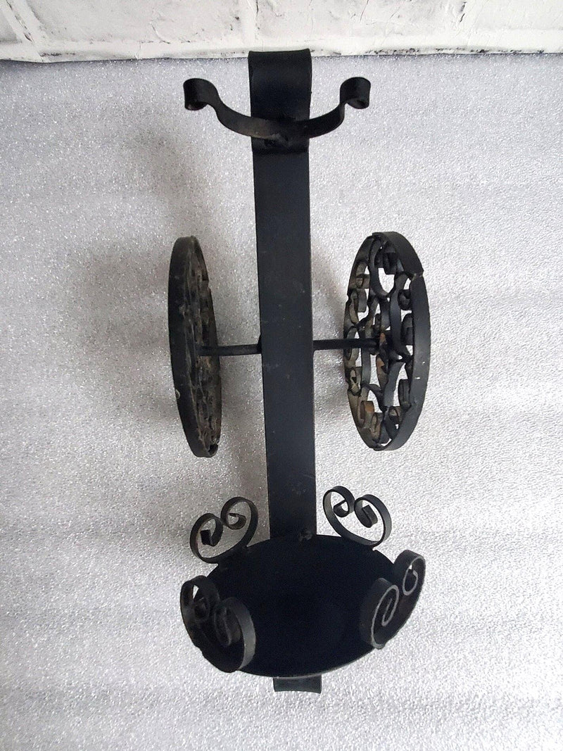 Cast Iron Bottle Cradle Ornate Wine Bottle Holder Old World Decor
