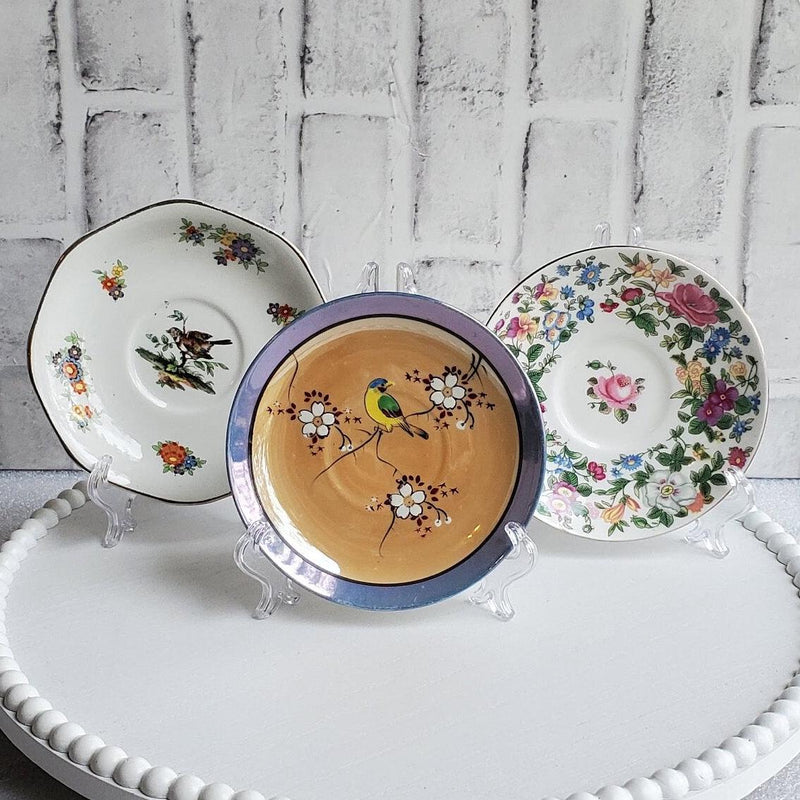 Choice English Ceramic Saucers Collectible Floral Ring Dish Assortment Coquette Gift