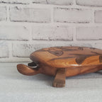 Carved Turtle Trinket Box with Lid Tortoise Wood Sculpture